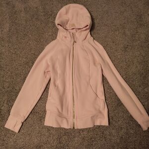Lululemon Scuba Hoodie Strawberry Milkshake Pink With Gold Accents Size 10 EUC